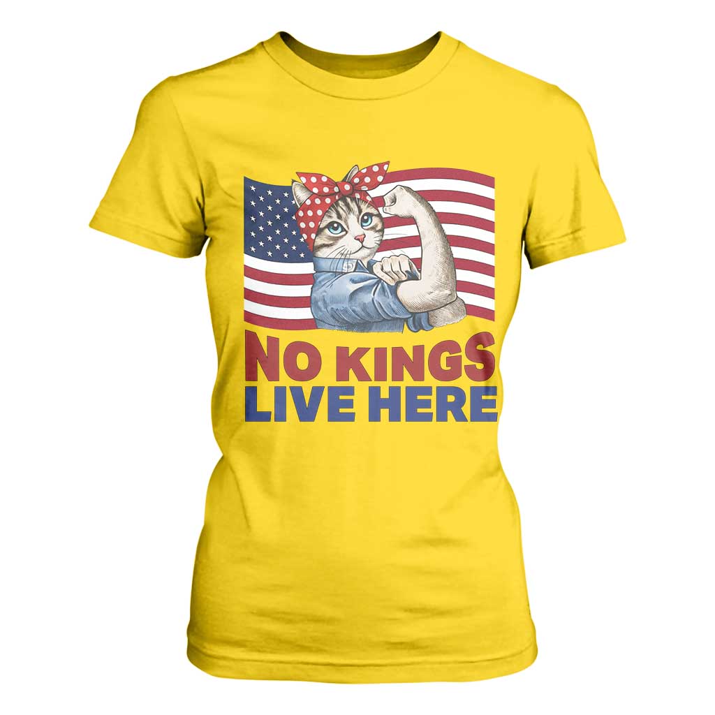 No Kings Live Here T Shirt For Women Funny Rosie The Riveter Cat Feminist Gift TS12 Daisy Print Your Wear