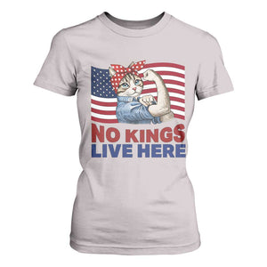 No Kings Live Here T Shirt For Women Funny Rosie The Riveter Cat Feminist Gift TS12 Ice Gray Print Your Wear