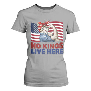 No Kings Live Here T Shirt For Women Funny Rosie The Riveter Cat Feminist Gift TS12 Sport Gray Print Your Wear