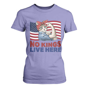 No Kings Live Here T Shirt For Women Funny Rosie The Riveter Cat Feminist Gift TS12 Violet Print Your Wear