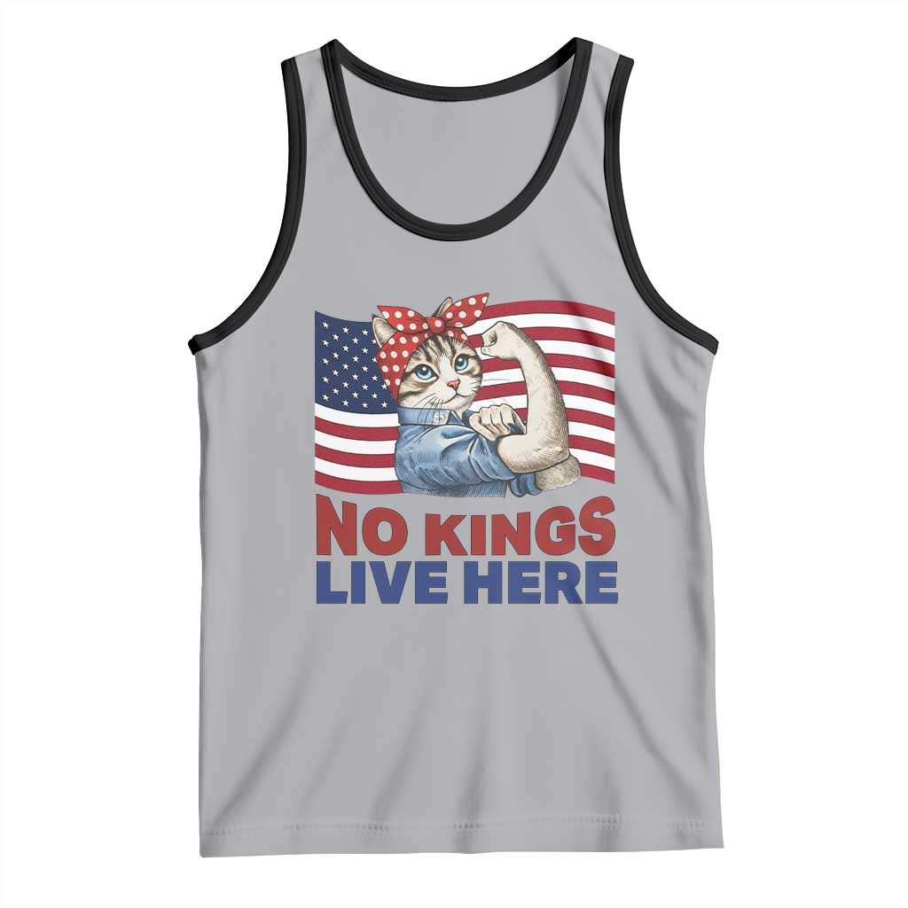 No Kings Live Here Tank Top Funny Rosie The Riveter Cat Feminist Gift TS12 Athletic Heather Black Print Your Wear