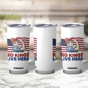 No Kings Live Here Tumbler Cup Funny Rosie The Riveter Cat Feminist Gift TS12 Print Your Wear