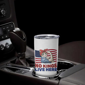 No Kings Live Here Tumbler Cup Funny Rosie The Riveter Cat Feminist Gift TS12 Print Your Wear