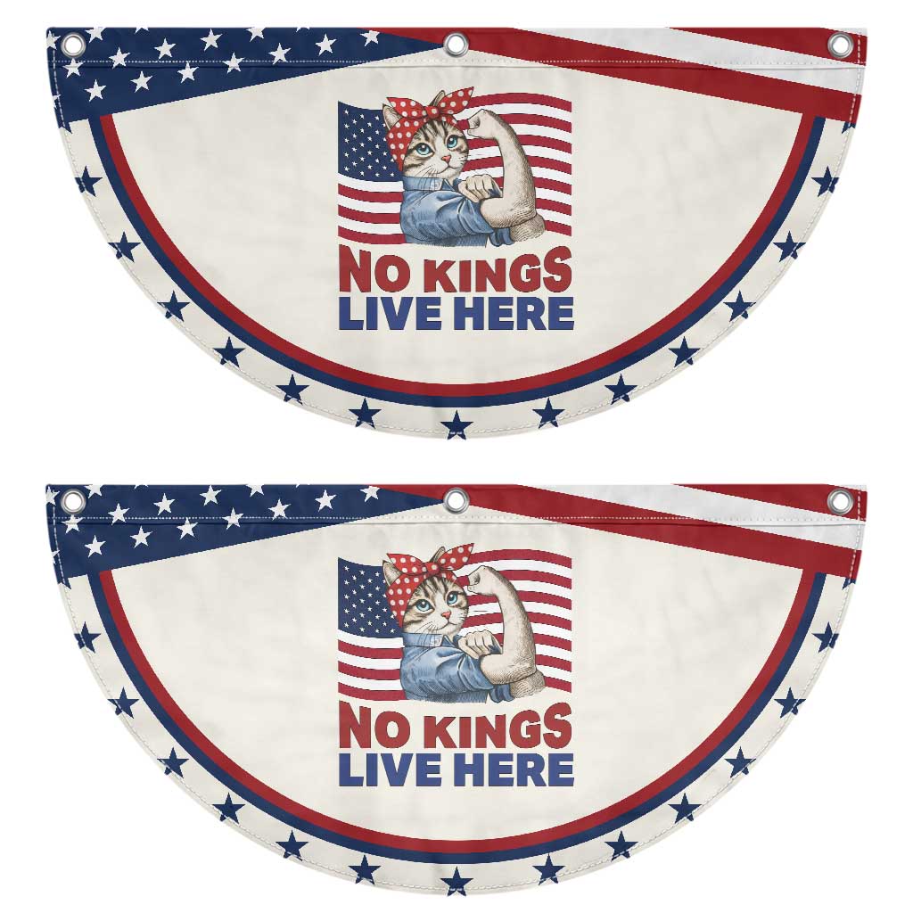 No Kings Live Here Patriotic Fan Flag Funny Rosie The Riveter Cat Feminist Gift