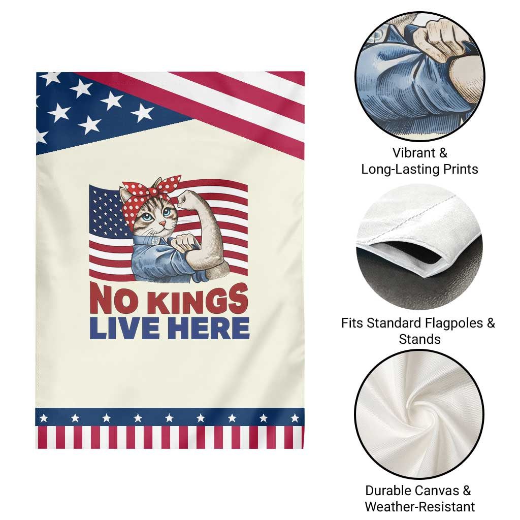 No Kings Live Here Garden Flag Funny Rosie The Riveter Cat Feminist Gift TS12 Print Your Wear
