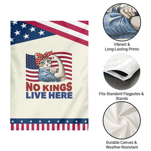 No Kings Live Here Garden Flag Funny Rosie The Riveter Cat Feminist Gift TS12 Print Your Wear