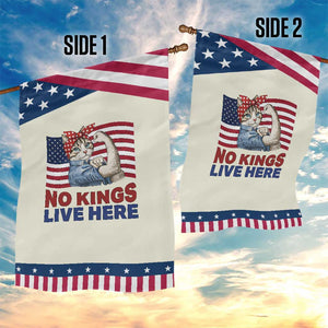 No Kings Live Here Garden Flag Funny Rosie The Riveter Cat Feminist Gift TS12 Print Your Wear