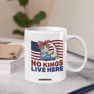 No Kings Live Here Coffee Mug Funny Rosie The Riveter Cat Feminist Gift TS12 Print Your Wear