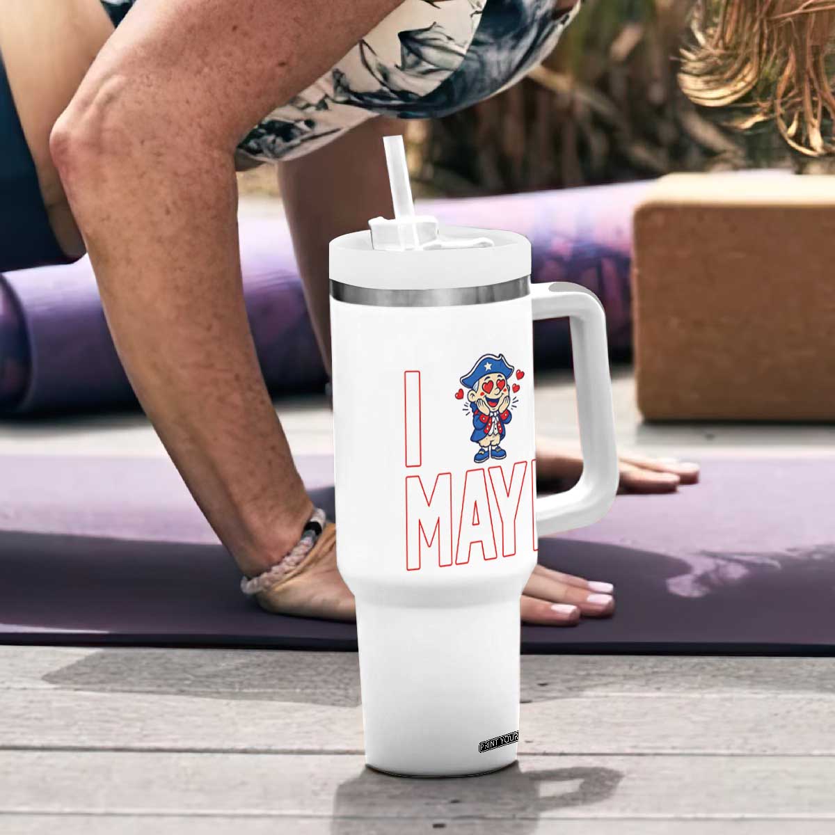 I Love Maye Tumbler With Handle Funny QB Sport Fan TS12 Print Your Wear