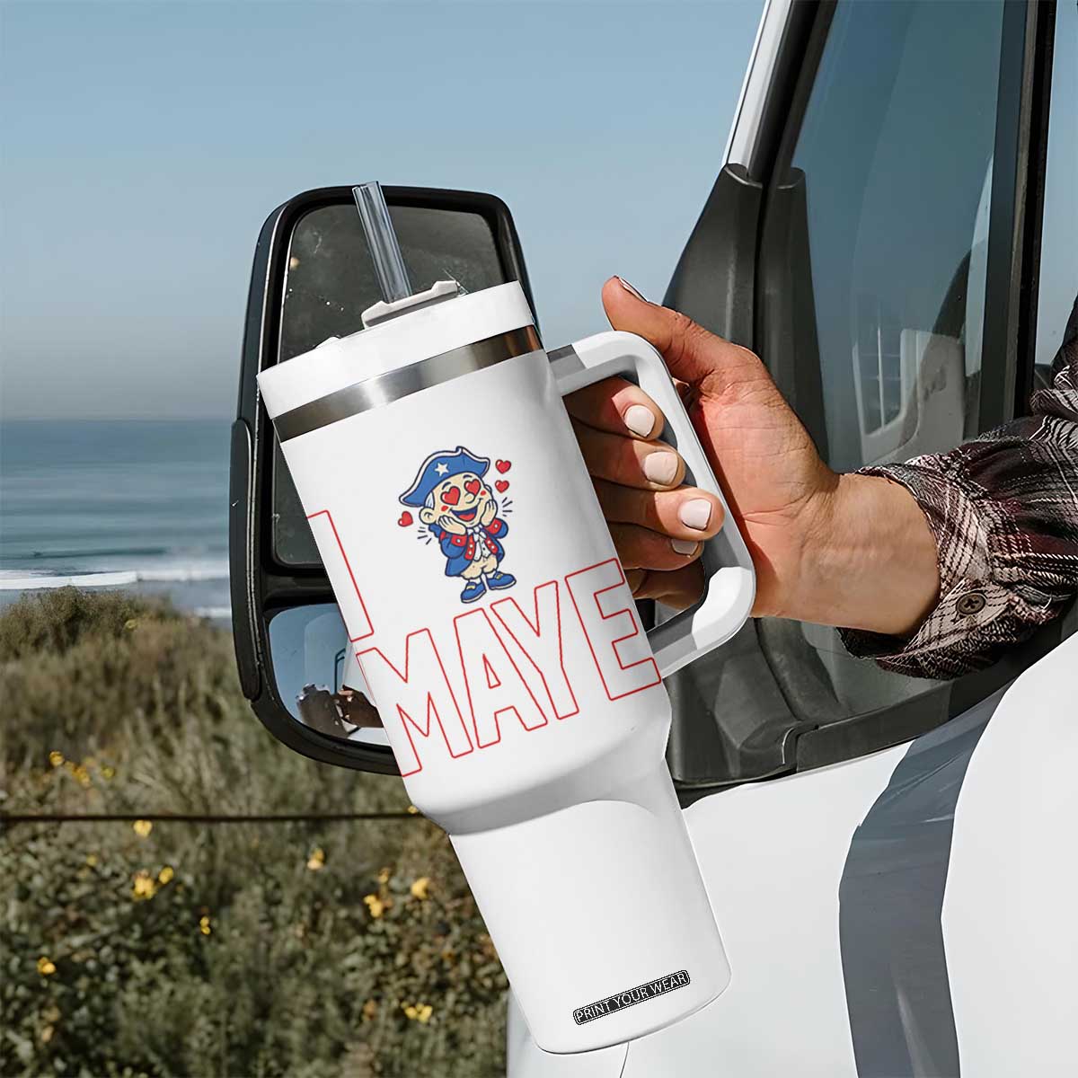 I Love Maye Tumbler With Handle Funny QB Sport Fan TS12 Print Your Wear