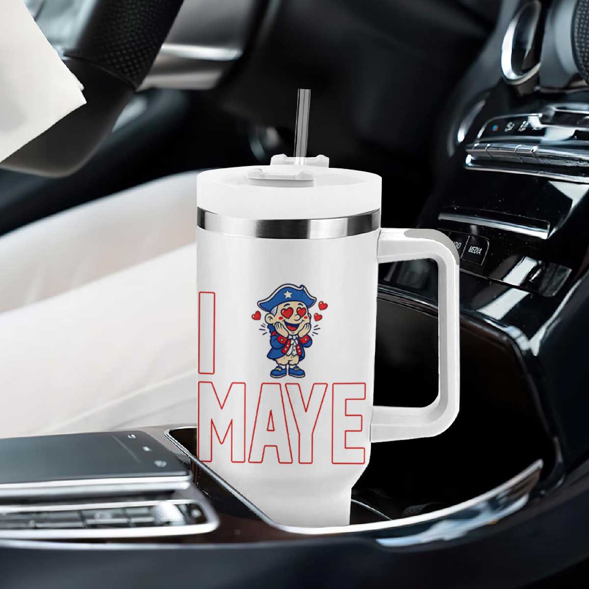 I Love Maye Tumbler With Handle Funny QB Sport Fan TS12 Print Your Wear