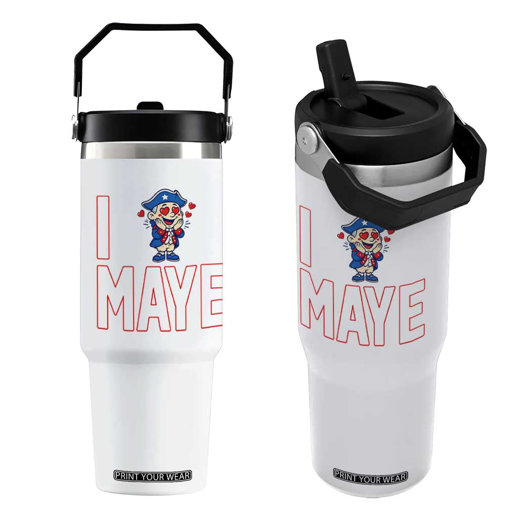 I Love Maye Flip Straw Tumbler Funny QB Sport Fan TS12 One Size: 30 oz White Print Your Wear