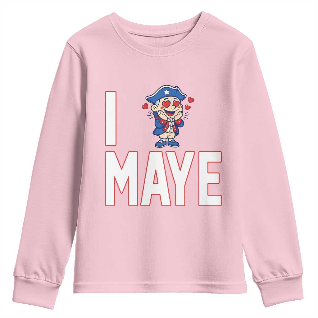 I Love Maye Youth Sweatshirt Funny QB Sport Fan TS12 Light Pink Print Your Wear