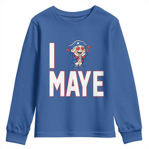 I Love Maye Youth Sweatshirt Funny QB Sport Fan TS12 Royal Blue Print Your Wear