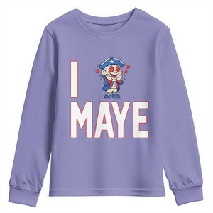I Love Maye Youth Sweatshirt Funny QB Sport Fan TS12 Violet Print Your Wear