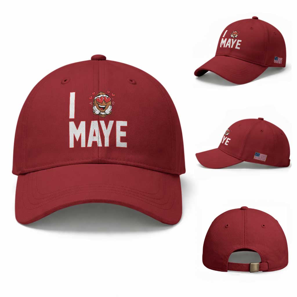I Love Maye Baseball Cap Football Lover Gift For NE Fan TS12 Baseball Cap Universal Fit Cherry Red Print Your Wear