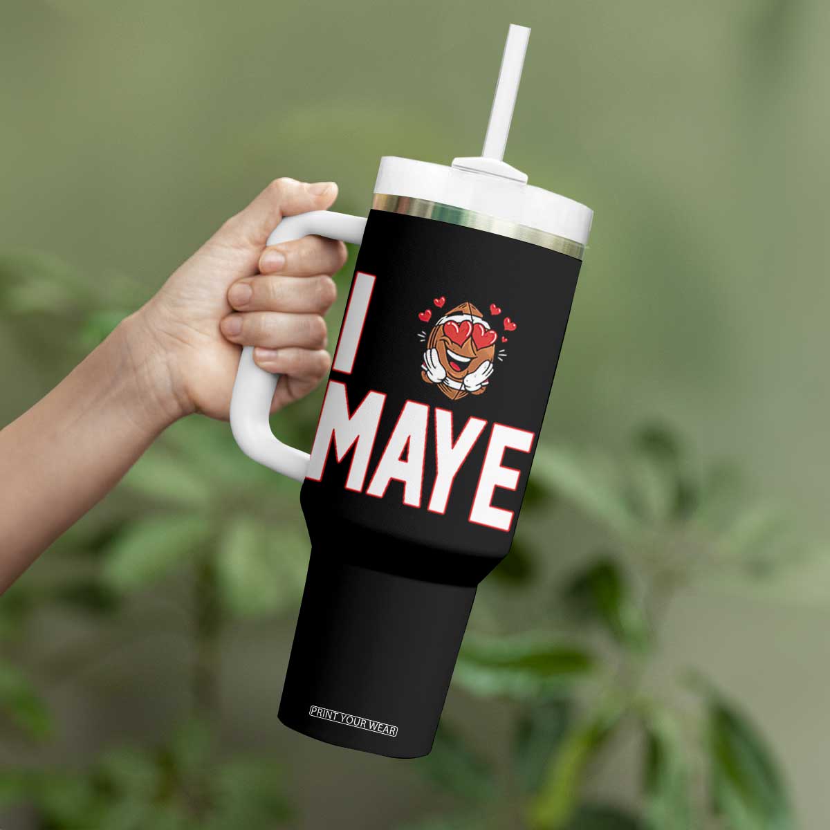 I Love Maye Tumbler With Handle Football Lover Gift For NE Fan TS12 Print Your Wear