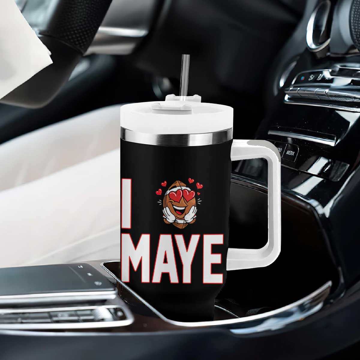 I Love Maye Tumbler With Handle Football Lover Gift For NE Fan TS12 Print Your Wear