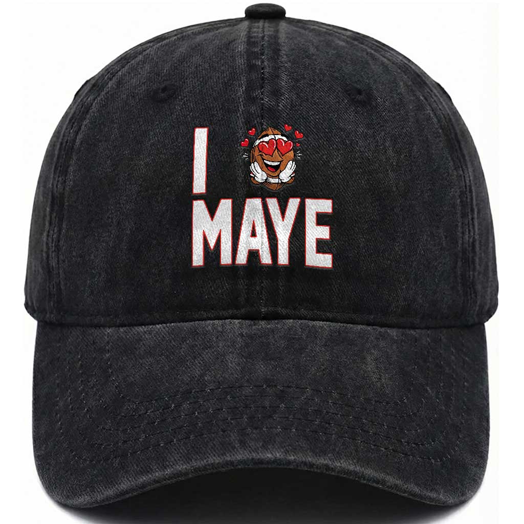 I Love Maye Washed Cotton Baseball Cap Football Lover Gift For NE Fan TS12 Print Your Wear