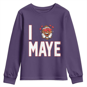 I Love Maye Youth Sweatshirt Football Lover Gift For NE Fan TS12 Purple Print Your Wear