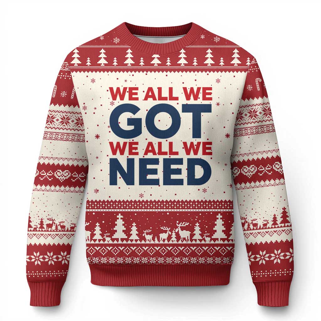 We All We Got We All We Need Ugly Christmas Sweater Funny Football Lover Gift TS12 Beige Red Print Your Wear