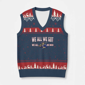 We All We Got We All We Need V-Neck Knit Sweater Vest Game Day Sports Fan Gift TS12 Navy Red Print Your Wear
