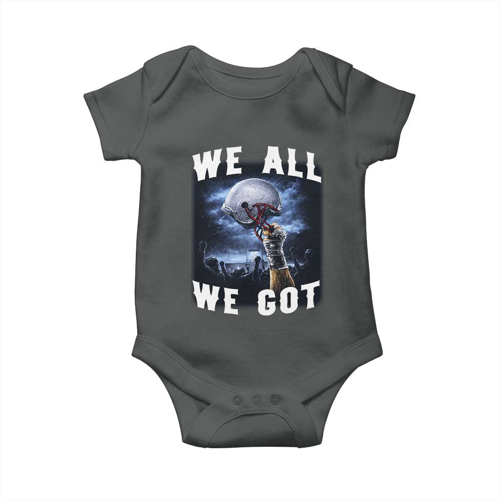 We All We Got Football Helmet Victory Graphic Baby Onesie TS12 Dark Heather Print Your Wear