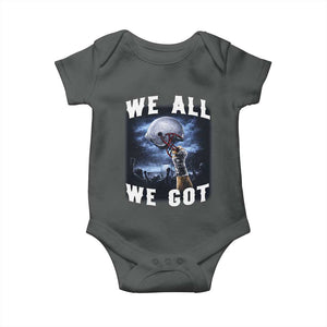We All We Got Football Helmet Victory Graphic Baby Onesie TS12 Dark Heather Print Your Wear