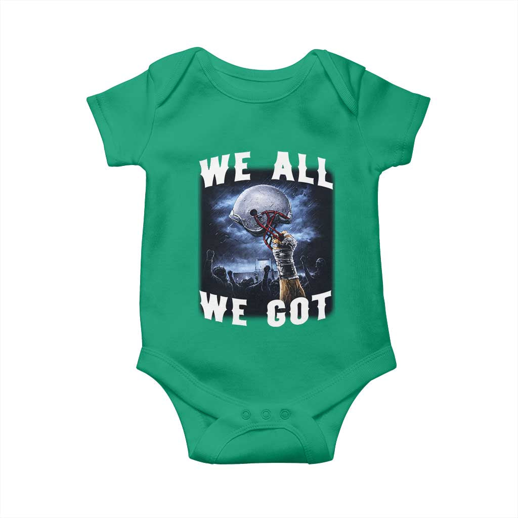 We All We Got Football Helmet Victory Graphic Baby Onesie TS12 Irish Green Print Your Wear