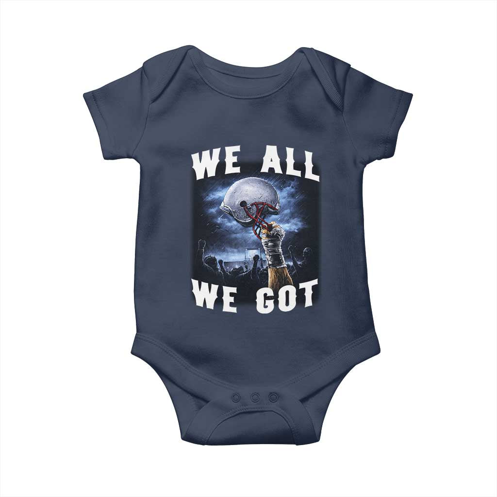 We All We Got Football Helmet Victory Graphic Baby Onesie TS12 Navy Print Your Wear