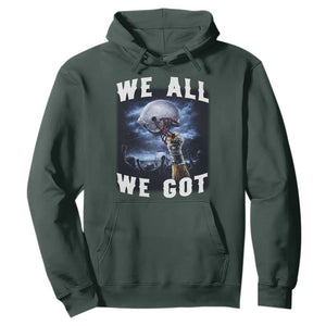 We All We Got Football Helmet Victory Graphic Hoodie TS12 Dark Forest Green Print Your Wear