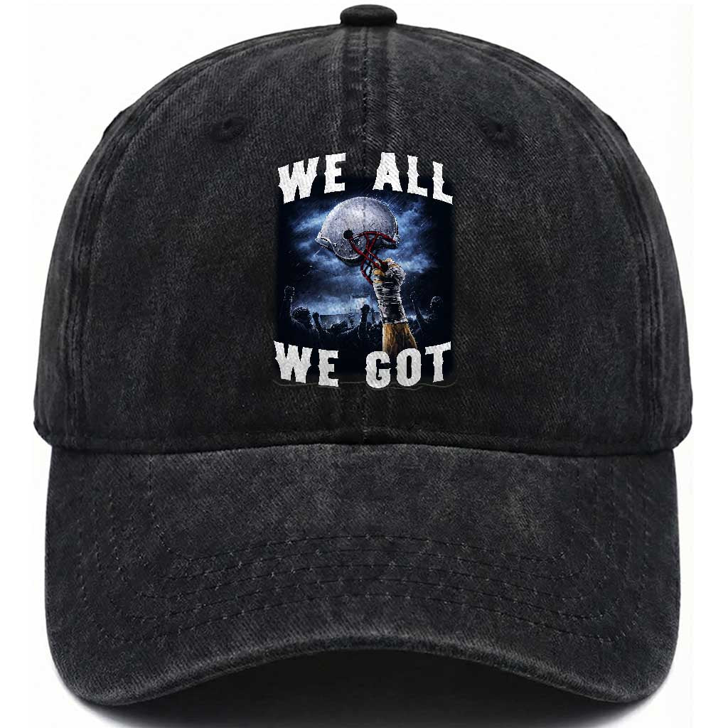 We All We Got Football Helmet Victory Graphic Washed Cotton Baseball Cap TS12 Print Your Wear