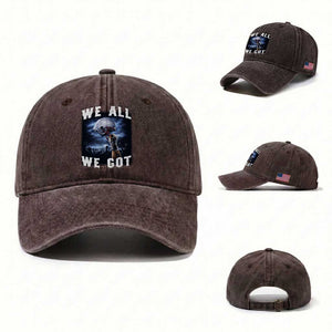 We All We Got Football Helmet Victory Graphic Washed Cotton Baseball Cap TS12 Washed Cap Universal Fit Dark Brown Print Your Wear
