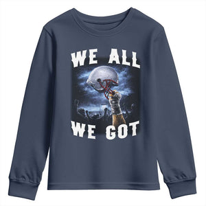 We All We Got Football Helmet Victory Graphic Youth Sweatshirt TS12 Navy Print Your Wear