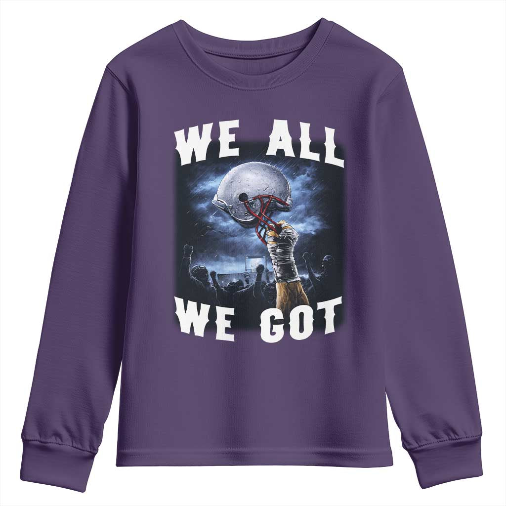 We All We Got Football Helmet Victory Graphic Youth Sweatshirt TS12 Purple Print Your Wear