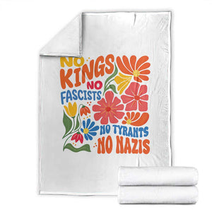 No Kings Wildflower Protest Throw Blanket No Fascists No Tyrants No Nazis TS12 White Print Your Wear