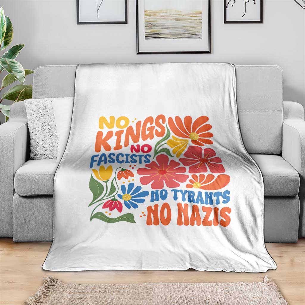 No Kings Wildflower Protest Throw Blanket No Fascists No Tyrants No Nazis TS12 Print Your Wear