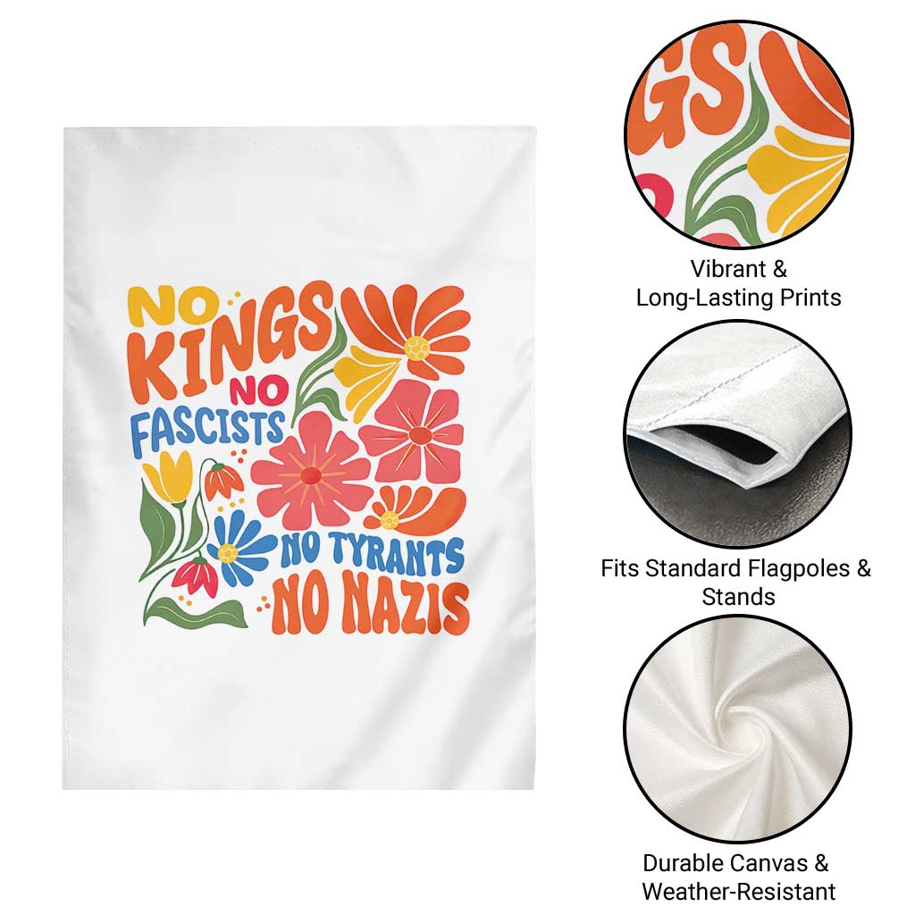 No Kings Wildflower Protest Garden Flag No Fascists No Tyrants No Nazis TS12 Print Your Wear