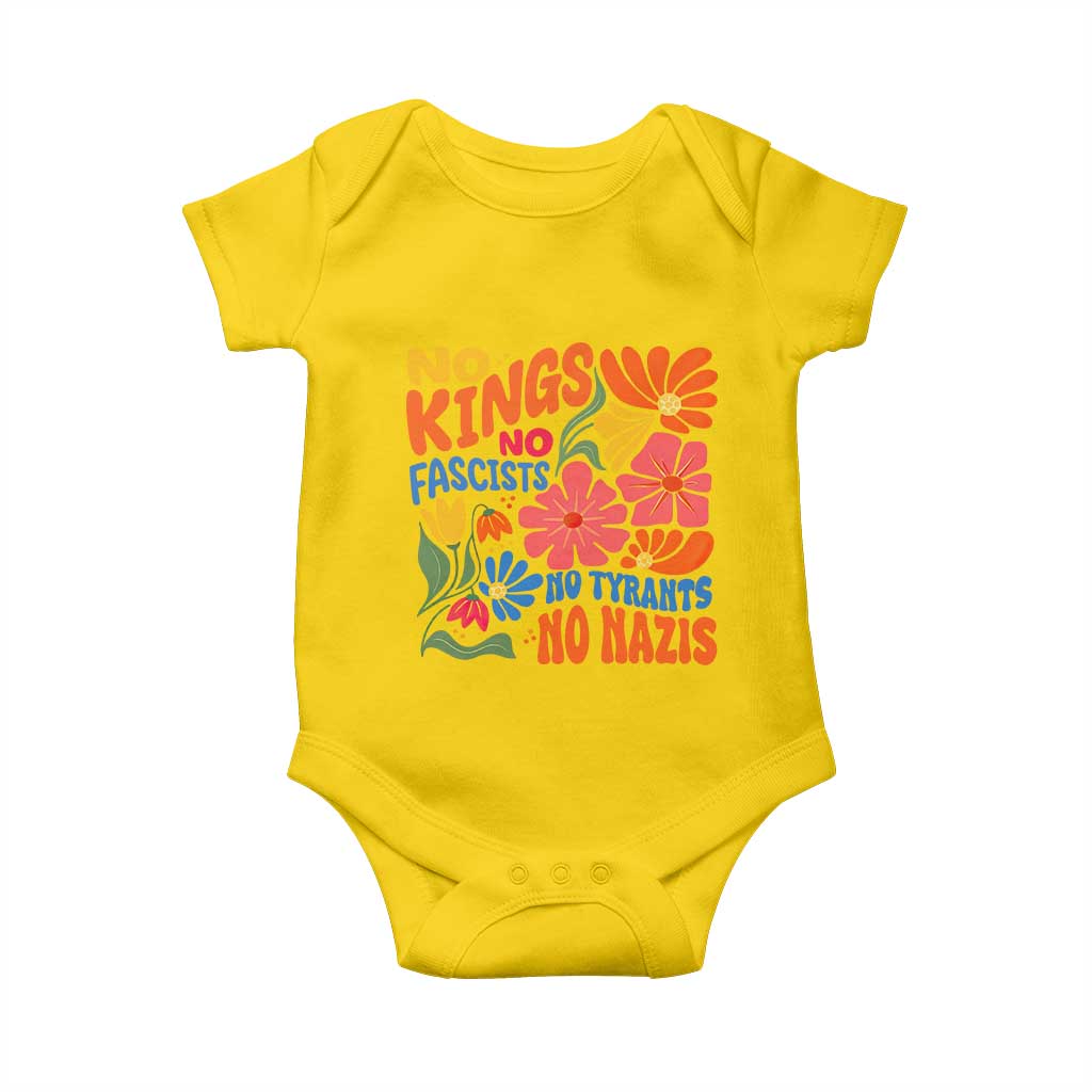 No Kings Wildflower Protest Baby Onesie No Fascists No Tyrants No Nazis TS12 Daisy Print Your Wear
