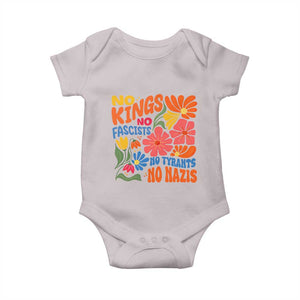No Kings Wildflower Protest Baby Onesie No Fascists No Tyrants No Nazis TS12 Ice Gray Print Your Wear