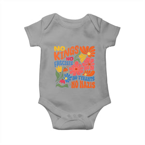 No Kings Wildflower Protest Baby Onesie No Fascists No Tyrants No Nazis TS12 Sport Gray Print Your Wear