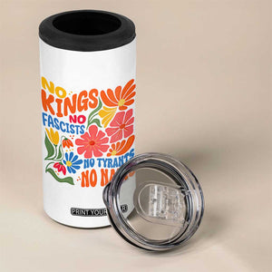 No Kings Wildflower Protest 4 in 1 Can Cooler Tumbler No Fascists No Tyrants No Nazis TS12 Print Your Wear