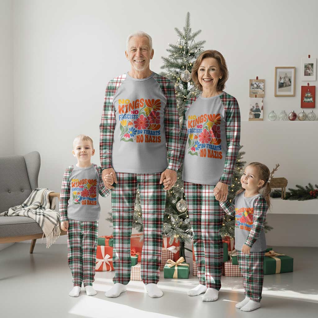 No Kings Wildflower Protest Plaid Pajama Set No Fascists No Tyrants No Nazis TS12 Christmas Plaid Print Your Wear