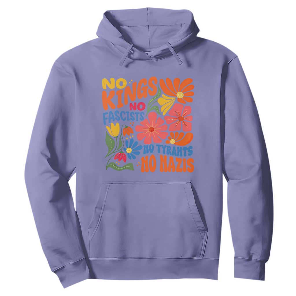 No Kings Wildflower Protest Hoodie No Fascists No Tyrants No Nazis TS12 Violet Print Your Wear