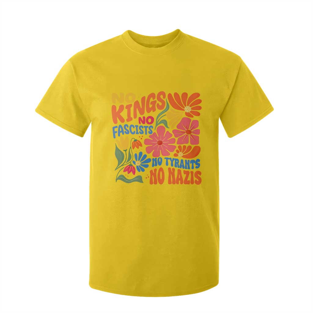No Kings Wildflower Protest T Shirt For Kid No Fascists No Tyrants No Nazis TS12 Daisy Print Your Wear