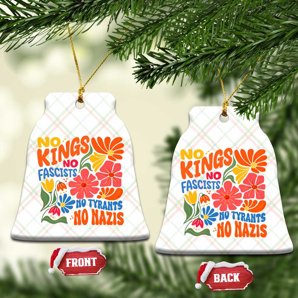 No Kings Wildflower Protest Ceramic Ornament No Fascists No Tyrants No Nazis TS12 Print Your Wear