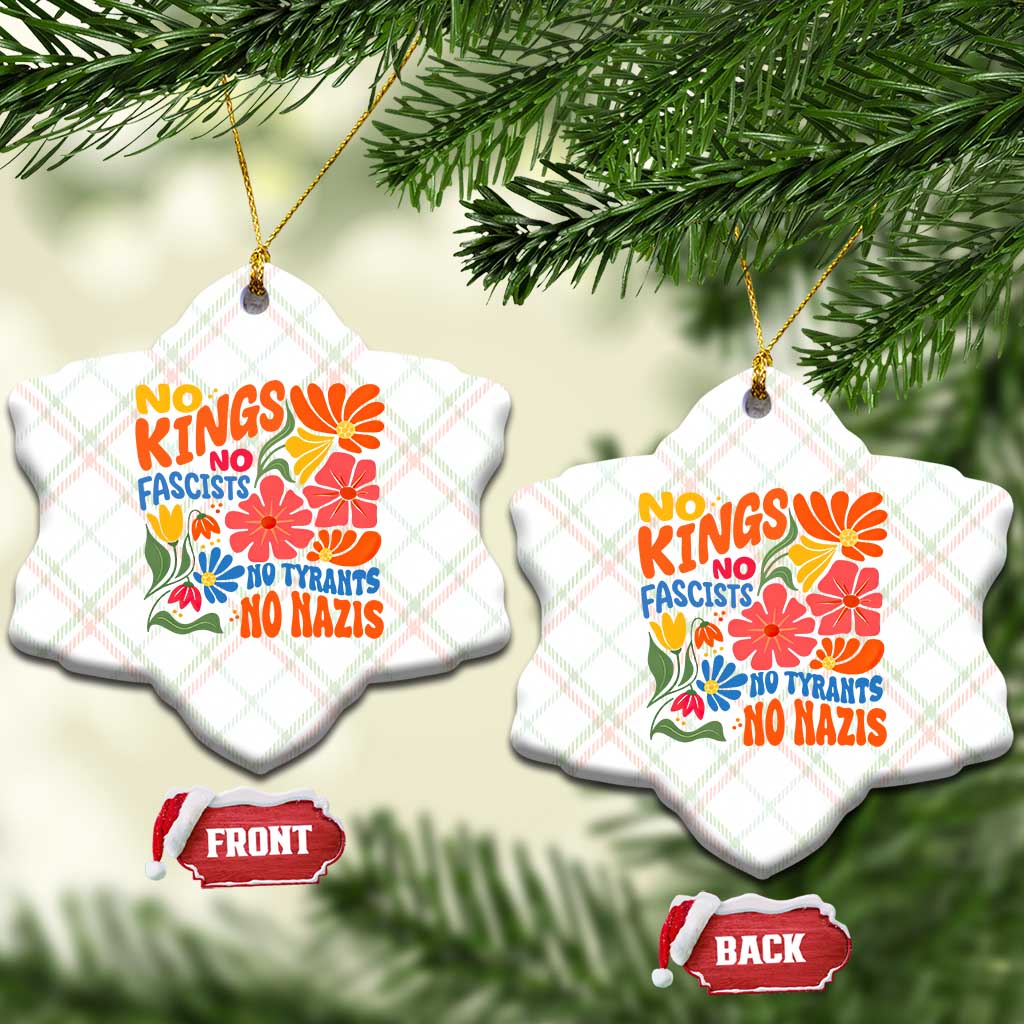 No Kings Wildflower Protest Ceramic Ornament No Fascists No Tyrants No Nazis TS12 Print Your Wear