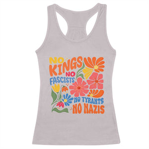 No Kings Wildflower Protest Racerback Tank Top No Fascists No Tyrants No Nazis TS12 Ice Gray Print Your Wear