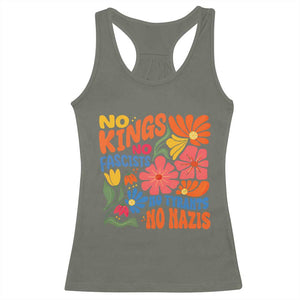 No Kings Wildflower Protest Racerback Tank Top No Fascists No Tyrants No Nazis TS12 Military Green Print Your Wear