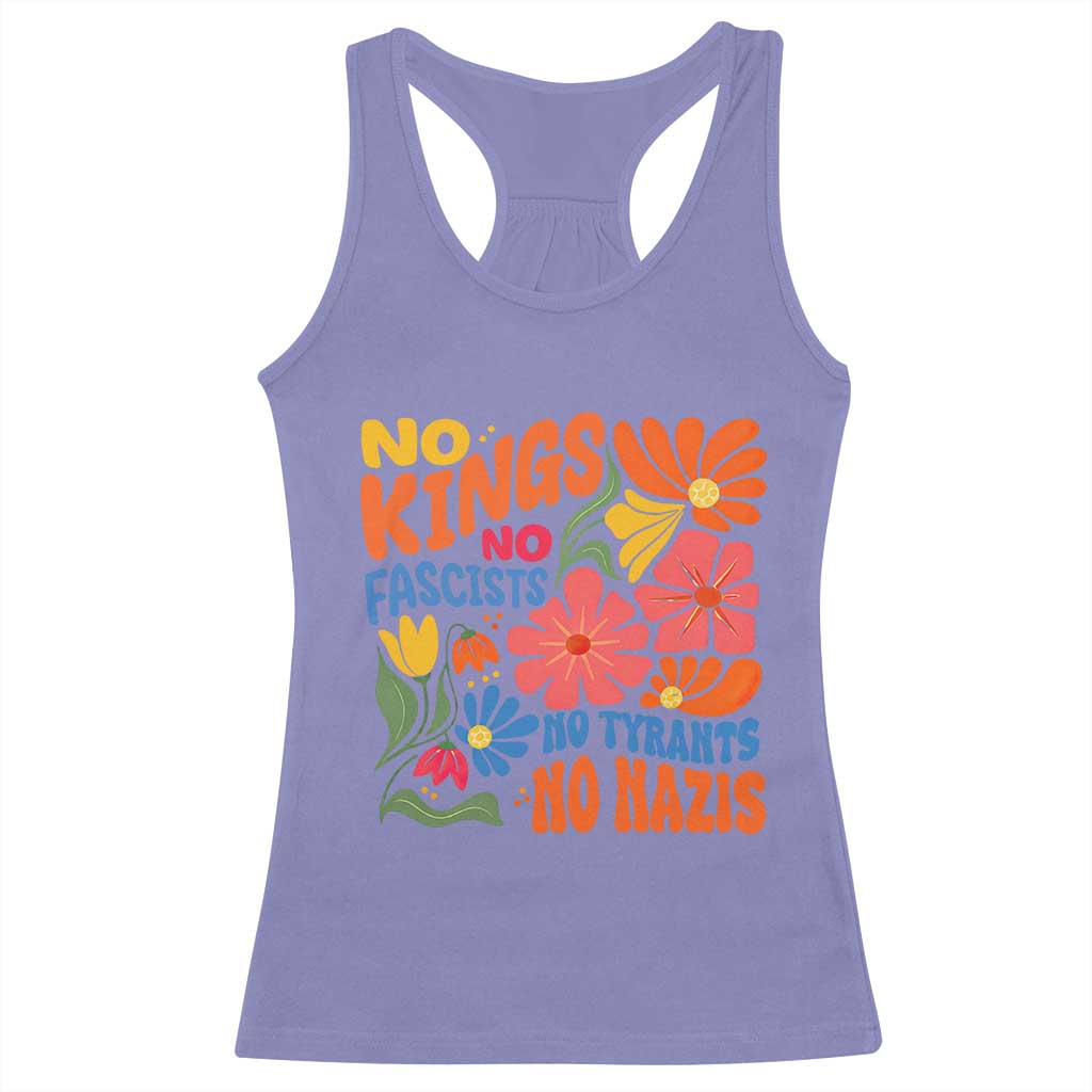 No Kings Wildflower Protest Racerback Tank Top No Fascists No Tyrants No Nazis TS12 Violet Print Your Wear